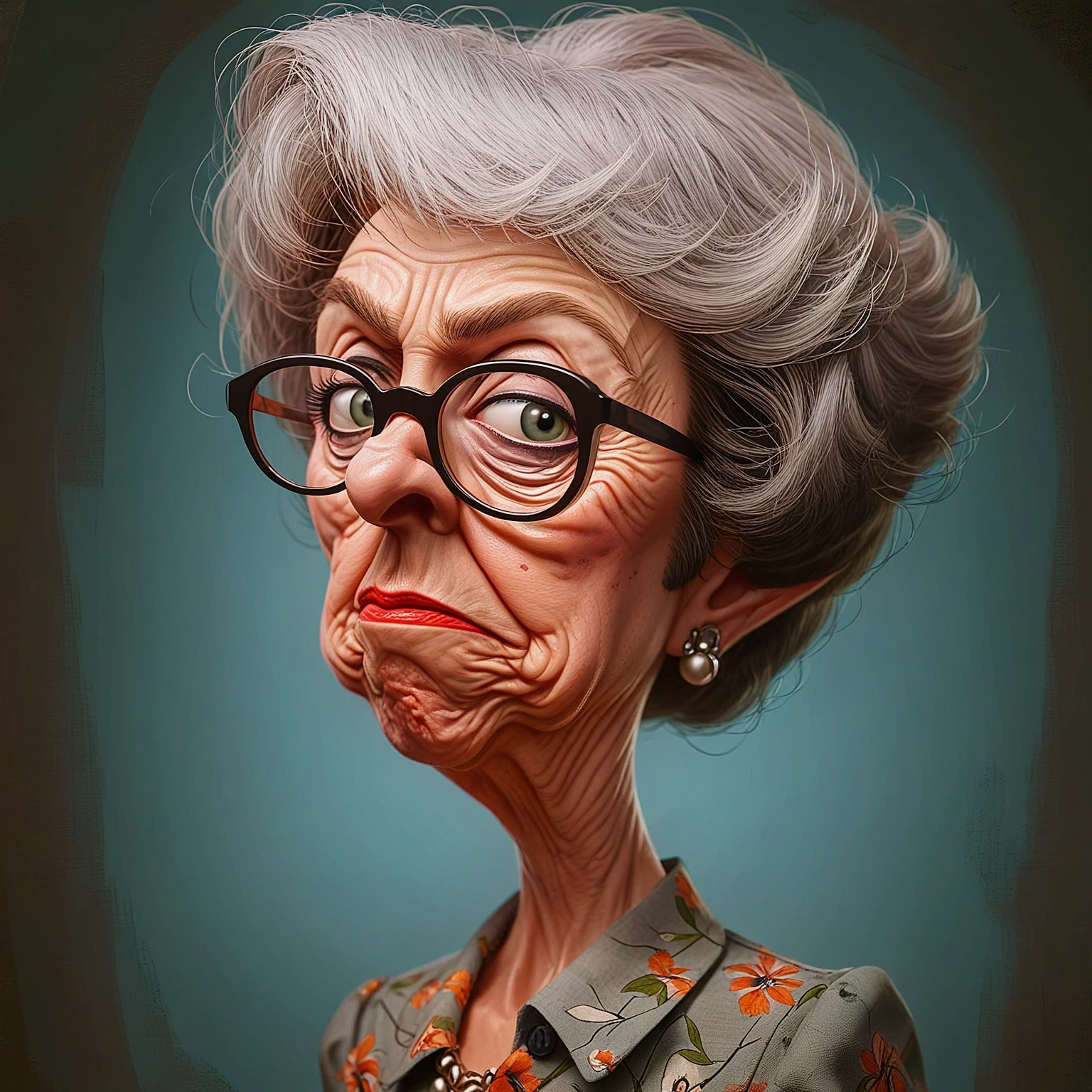 Frustrated older woman with glasses rubbing her forehead in exasperation, embodying Miss Edna’s no-nonsense attitude about the lack of self-awareness in today’s world